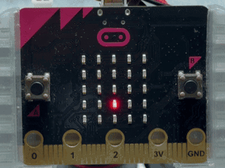 ボタンで花を咲かせようをmicro:bitで動かしているようす