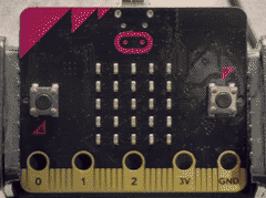 micro:bit ではた上げゲームを練習する様子